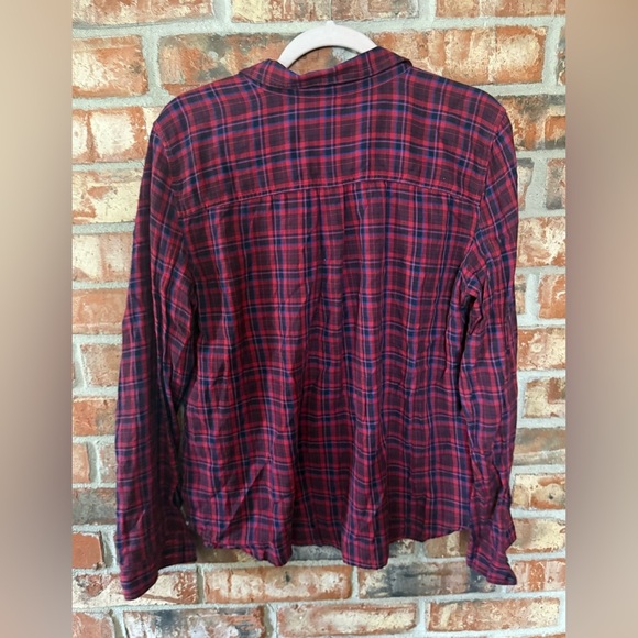 Halogen Burgundy Plaid Embellished Button Down Shirt - Picture 2 of 7